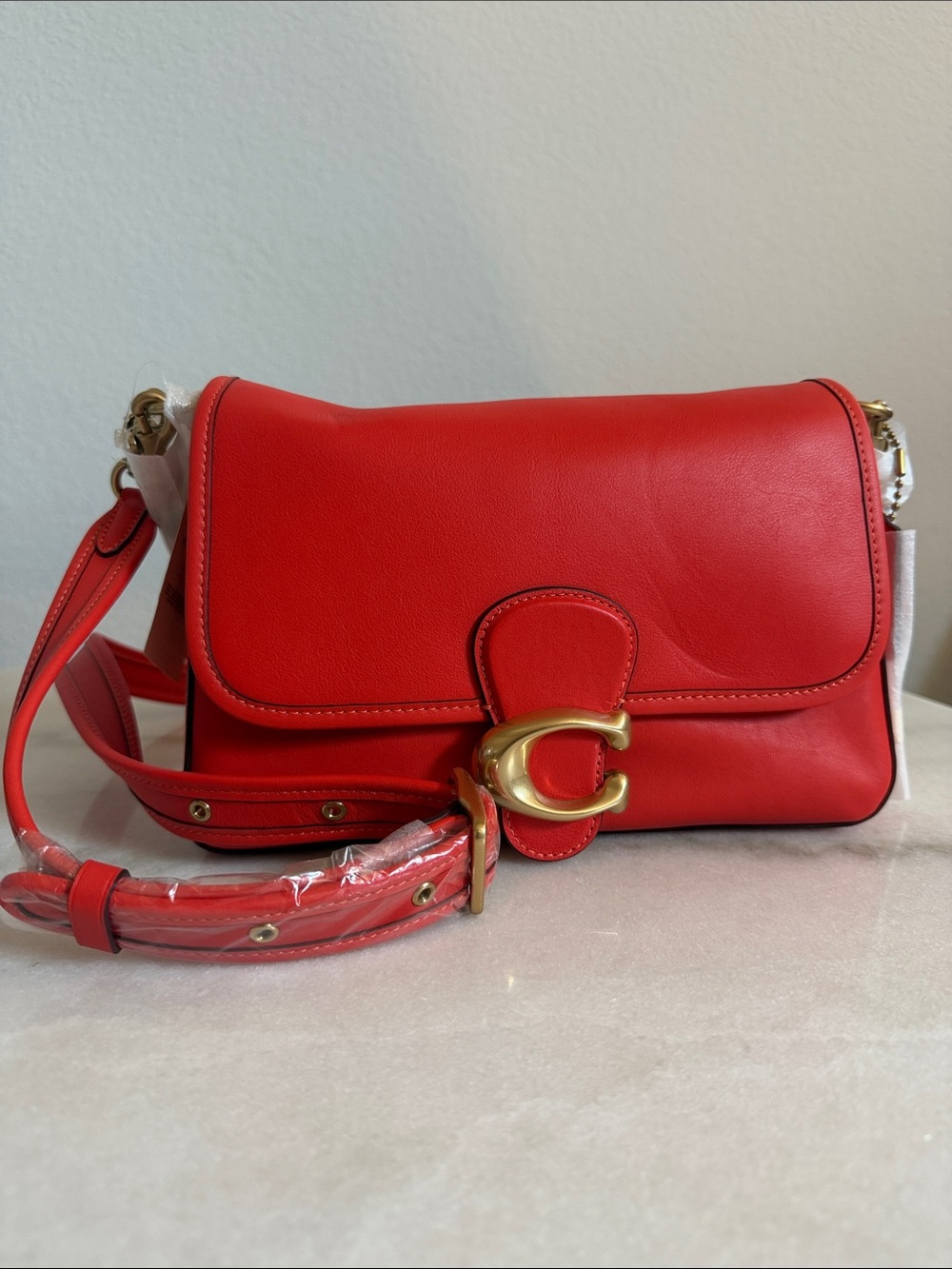 NWT Coach Smooth Leather Soft Tabby Shoulder Bag Colorblock Light Coral